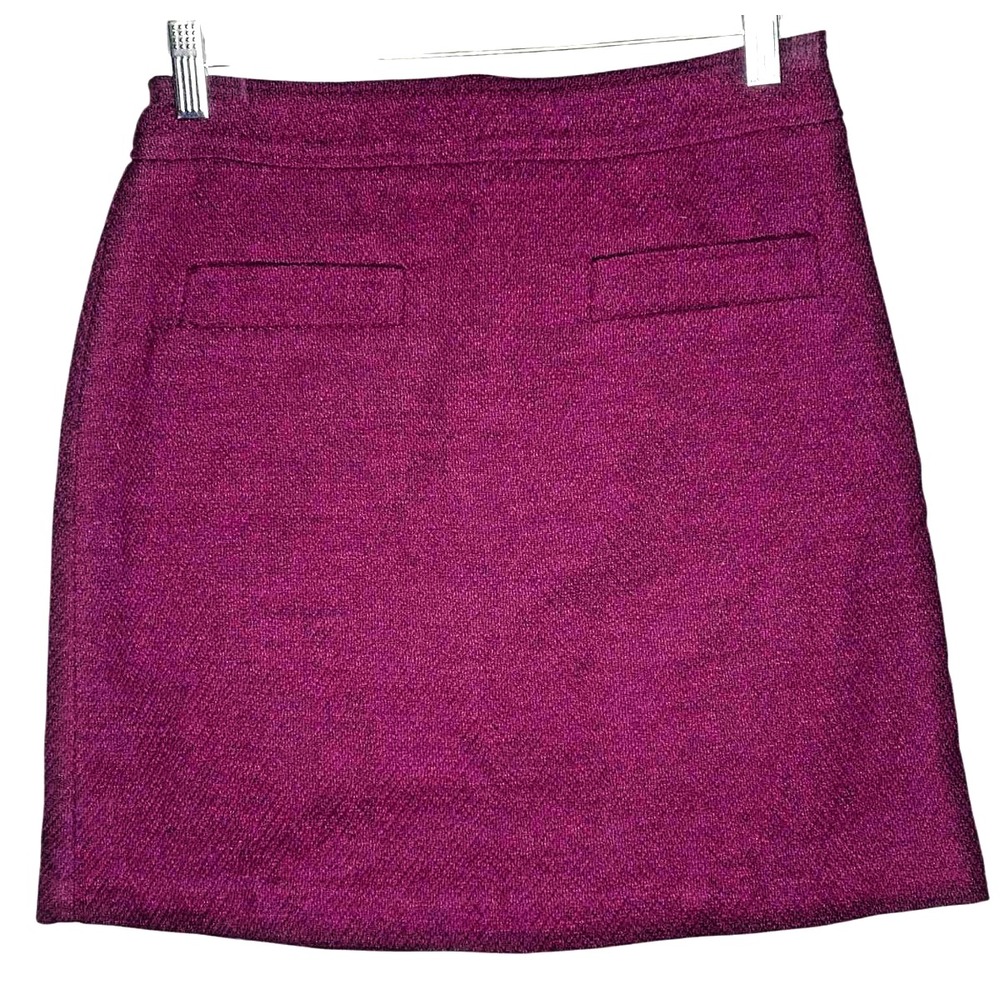 Ann Taylor Loft textured Cotton Blend A-Line Pockets Lined Skirt Plum Size 2 Y2K
